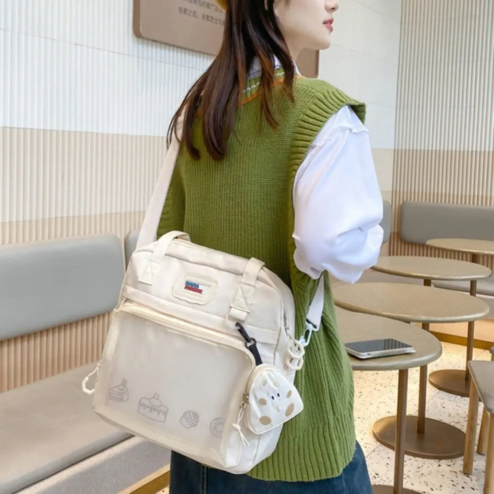 Clear Small Ita Bag Multi-purpose Transparent Pocket Pin Display Bag with Silk Ribbon Japanese Style Pin Display Backpack Girls