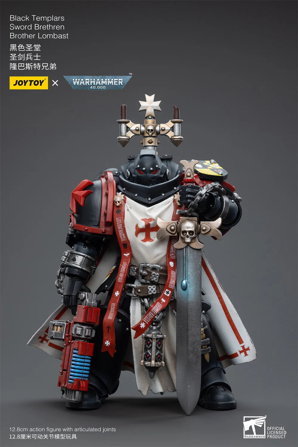 JOYTOY Warhammer 40K 1/18 Black Templar Legion Emperor Marshal Crusader Sword Brotherhood Mobile 12cm Action Body Soldier Model