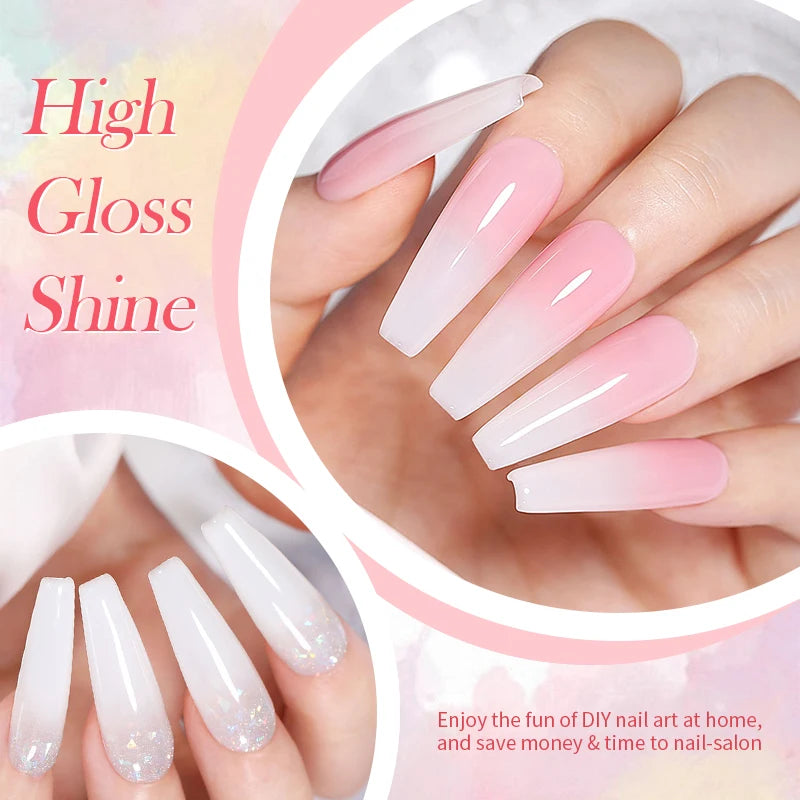 BORN PRETTY 15ml Milky Pink Rubber Base Gel Nail Polish Glitter Semi-Permanent Varnish Soak Off Self Leveling UV LED Polish