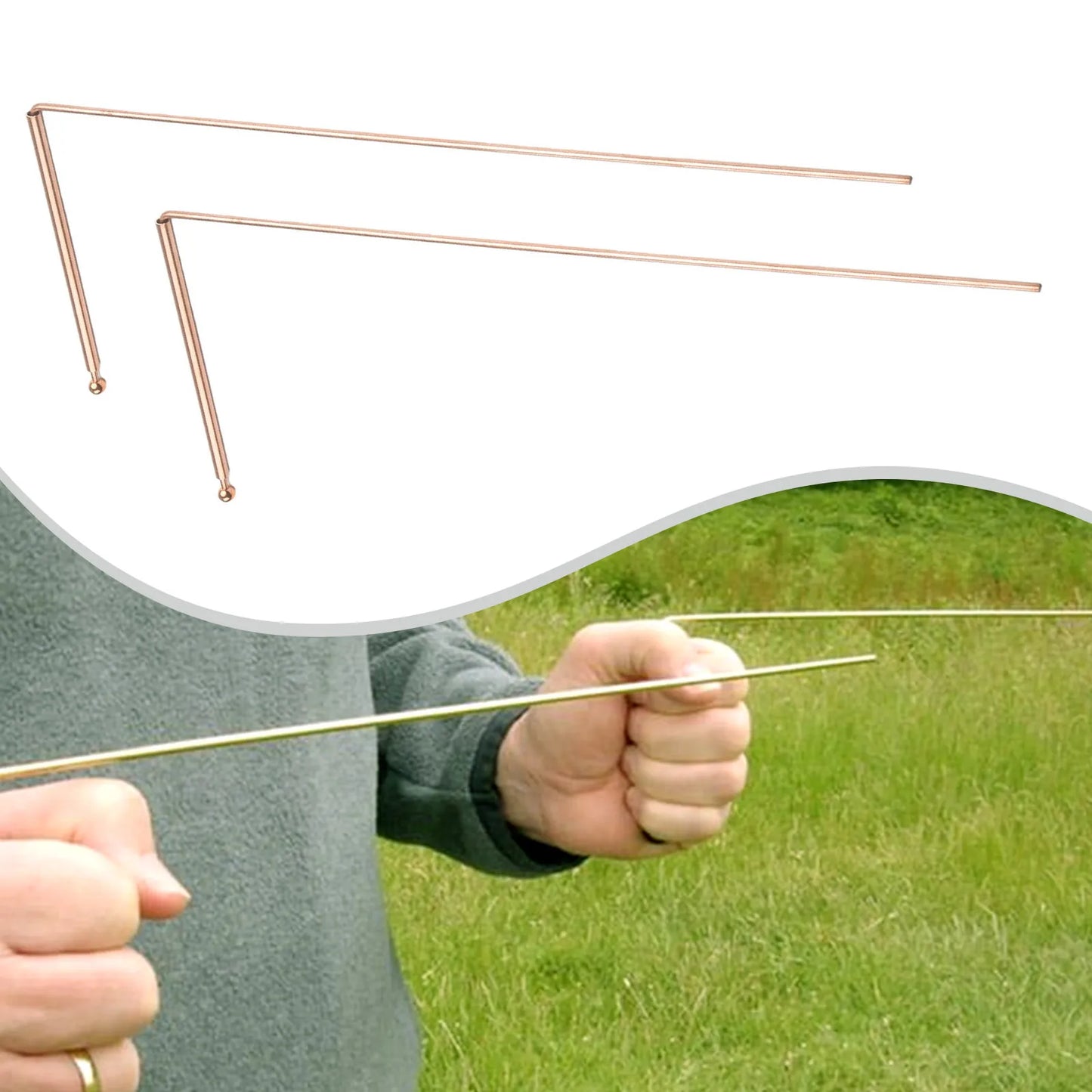 2Pcs 99.9% Copper Divining Dowsing Rods Metal Detector For Water Treasure Finding Tools Copper Probing Rod 13.86X6.93X0.71Inches