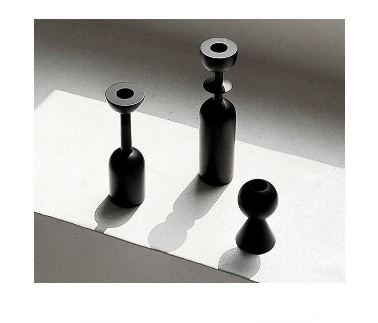 Candle Holder Room Decor Candles Holders Home Decoration Black Wooden Candlestick Living Room Bedroom Geometric Decorations