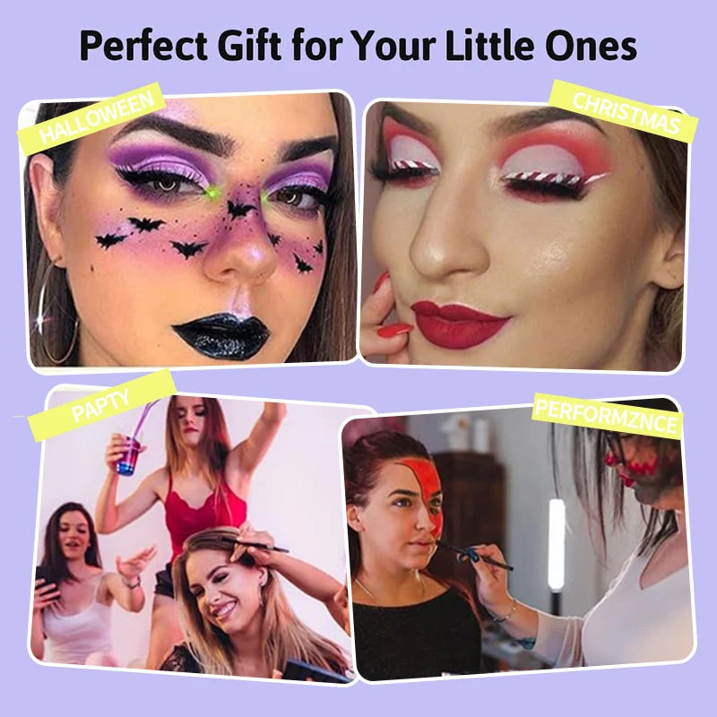 2pcs Rainbow Face & Body Paint,8g Split Cake Non-Toxic Paint Makeup Palette-Vibrant Mixed Colors For Festivals,Butterfly Makeup