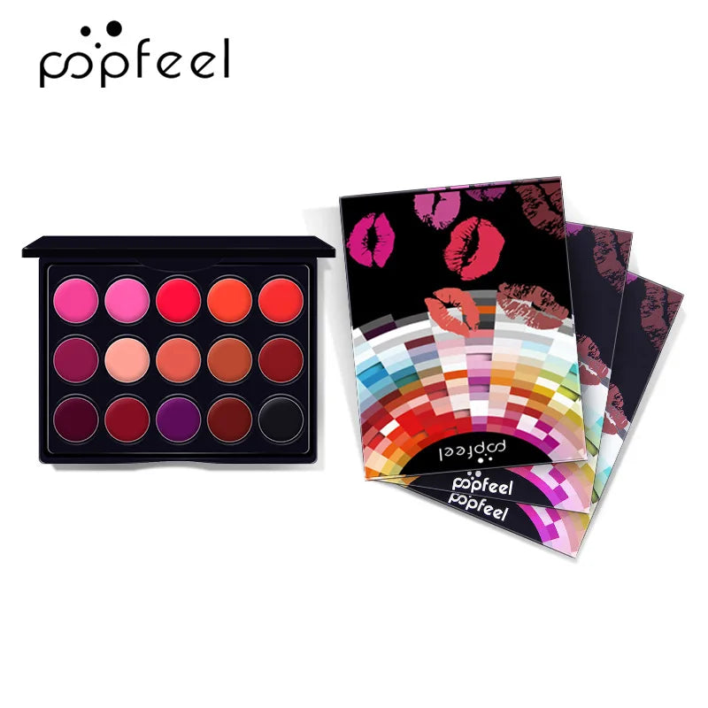 15 Colors Mini Lip Gloss Makeup Palette Nude Color Red Purple Pink Moisturizer Long Lasting Lipgloss Matte Lipstick Cosmetics