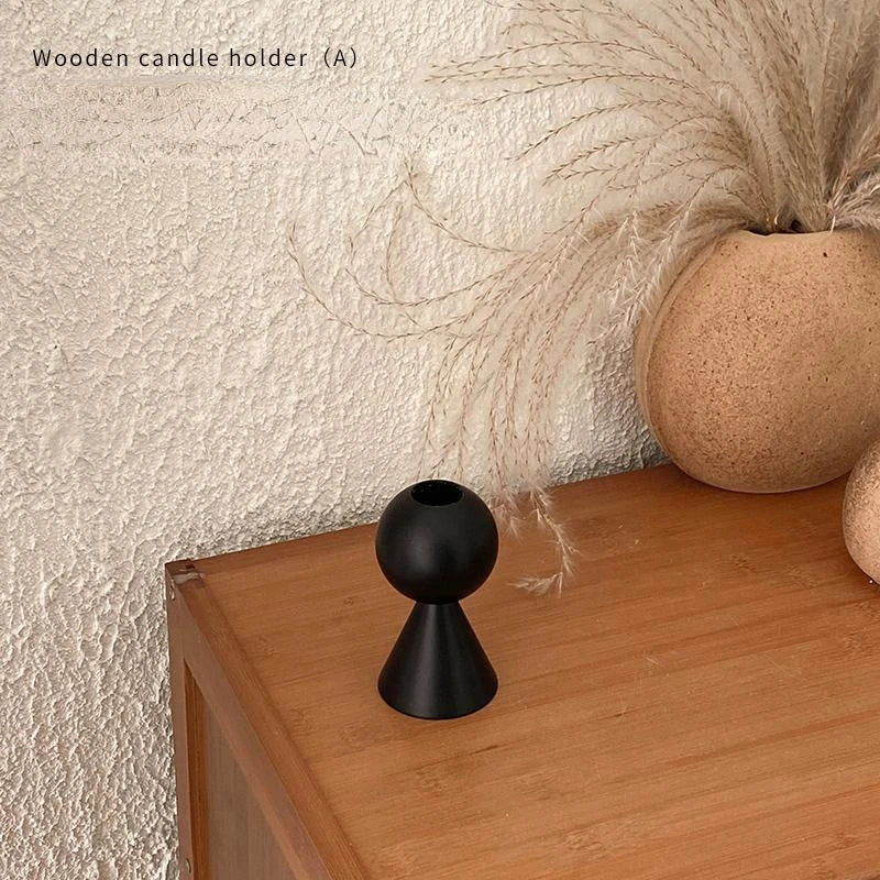 Black Wooden Candlestick Decorations