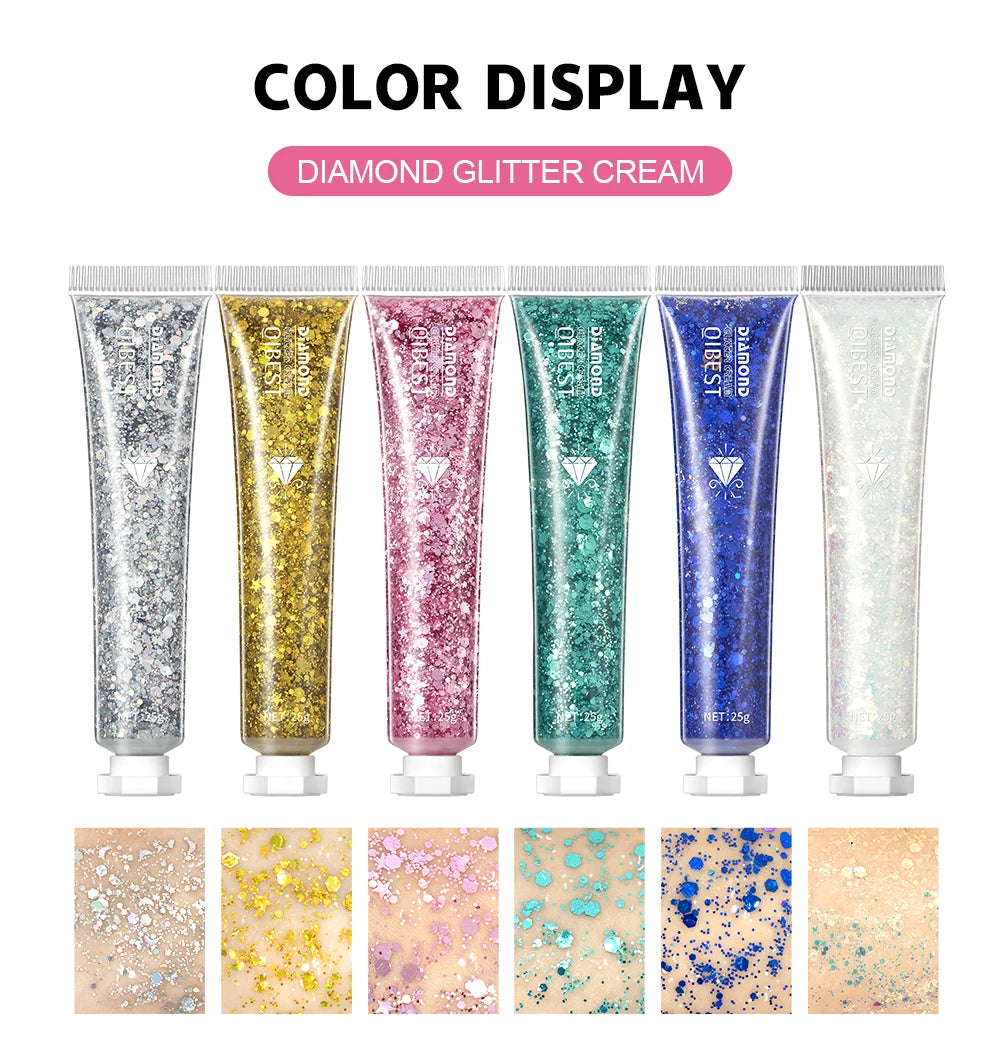 6 Colors Holographic Body Glitter Gel Set Christmas Party Makeup Face Eye Lips Hair Nail Cosmetic Festival Glitter Eyeshadow