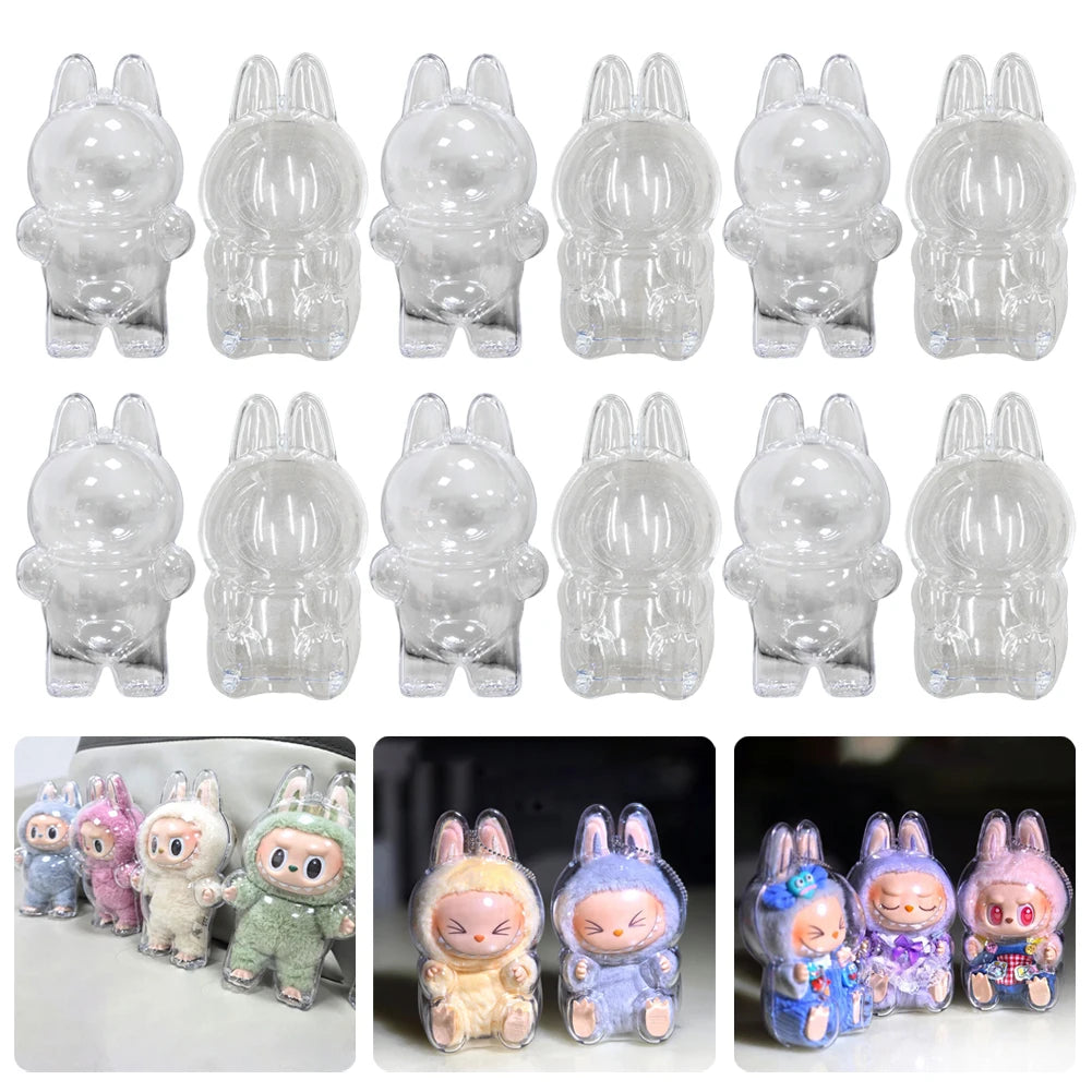 Protective Case for Labubu Have a Seat Transparent Protective Cover for Labubu Doll Plastic Clear Display Box Easy Installation