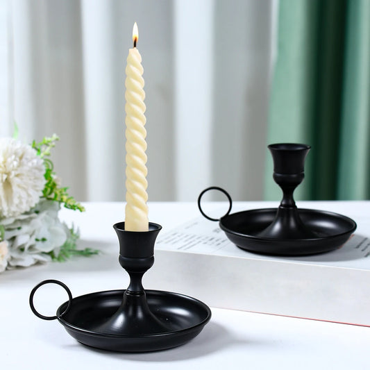 Metal Candle Holder Desktop Candlestick Adornment Candle Holder With Handle Centerpiece Dining Table Wedding Festive Decoration