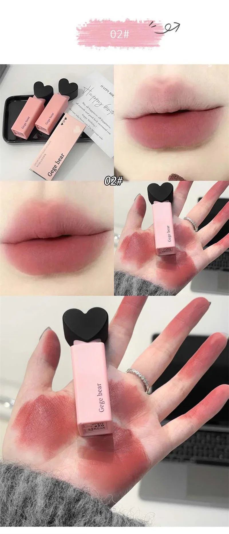 Dream Love Heart Lipstick Velvet Matte Lip Mud Clay Lip Gloss Liquid Lip Tint Cream Pigment Long Lasting Silky Lips Cosmetics