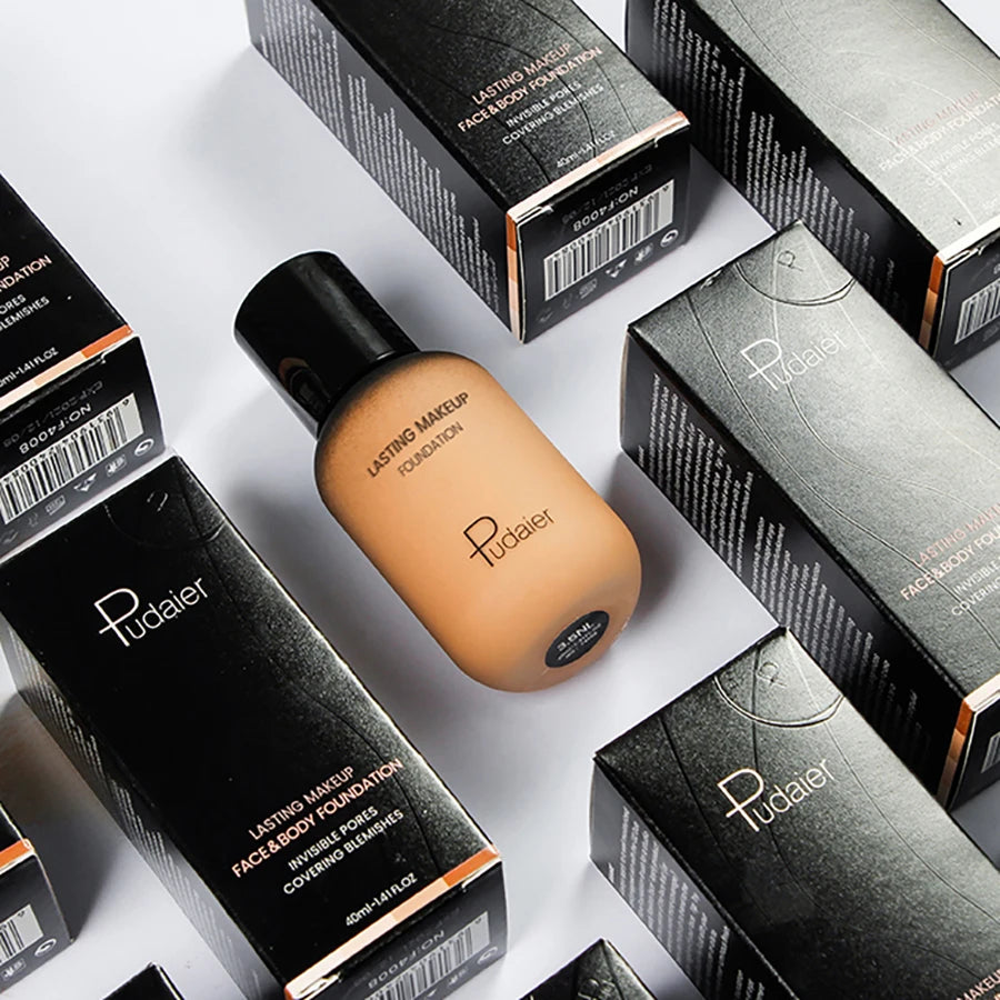 40ML Face Liquid Foundation Full Concealer Makeup Waterproof Base Brighten Whitening Cover Dark Circle Matte Foundation Cosmetic