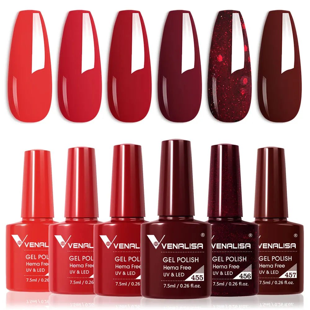 Venalisa Nail Gel Polish Fall Nails HEMA/TPO FREE Winter Christmas Color Kit Soak off UV LED Semi Permanent Nail Gel 6pcs Kit