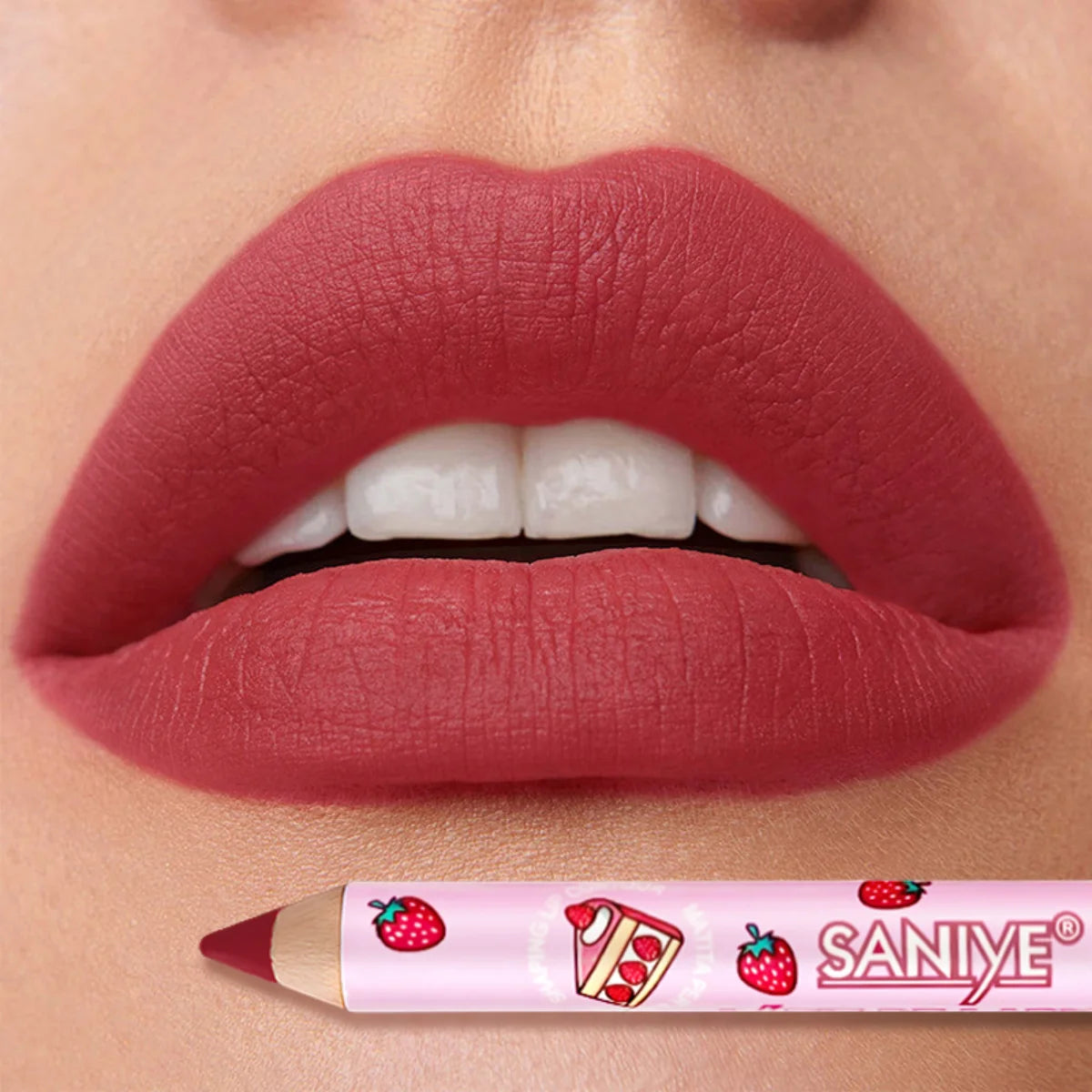 1pc Matte Lipstick & Liner Pen, Waterproof, Long-Lasting, Non-Stick, Berry Shades for All Skin Types, Makeup Pencils for Women