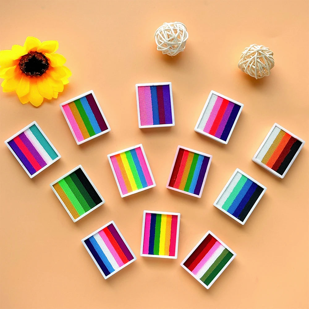 2pcs Rainbow Face & Body Paint,8g Split Cake Non-Toxic Paint Makeup Palette-Vibrant Mixed Colors For Festivals,Butterfly Makeup
