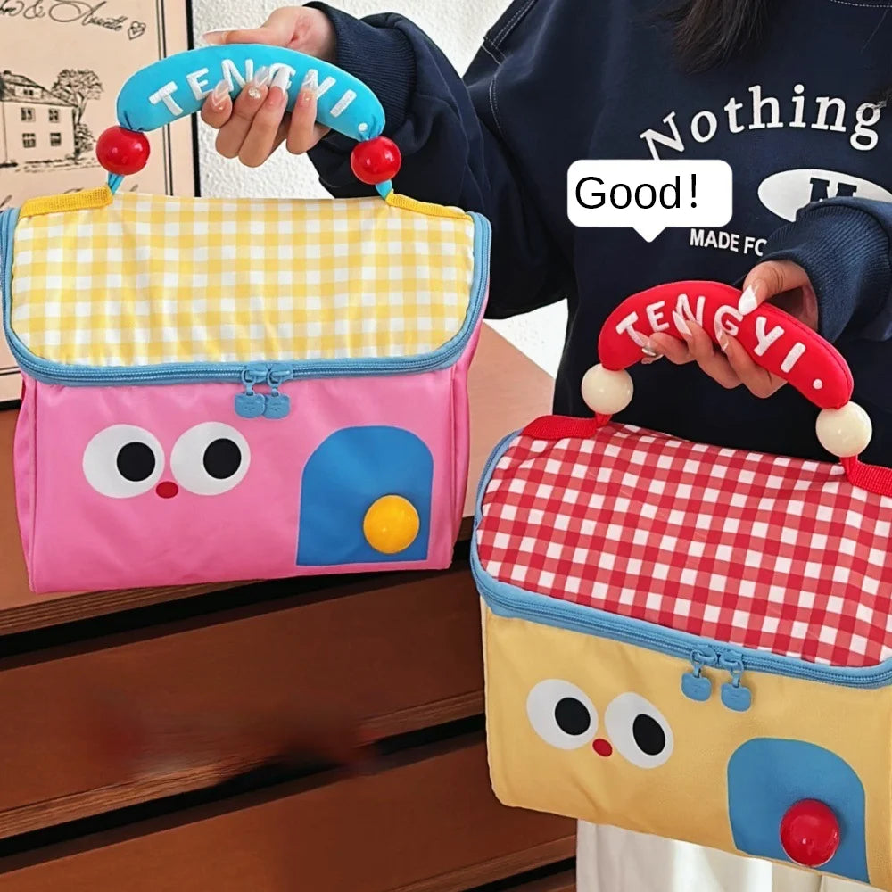 Cute Cottage Makeup Bag Large Capacity Multifunctional Fresh-Keeping Insulated Lunch Box Bag Handbag Beauty Bag