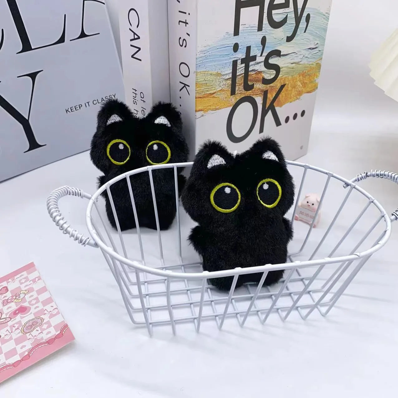 Party gift cute black cat plush toy doll pendant pillow cushion black cat plush toy doll, suitable for boys and girls.