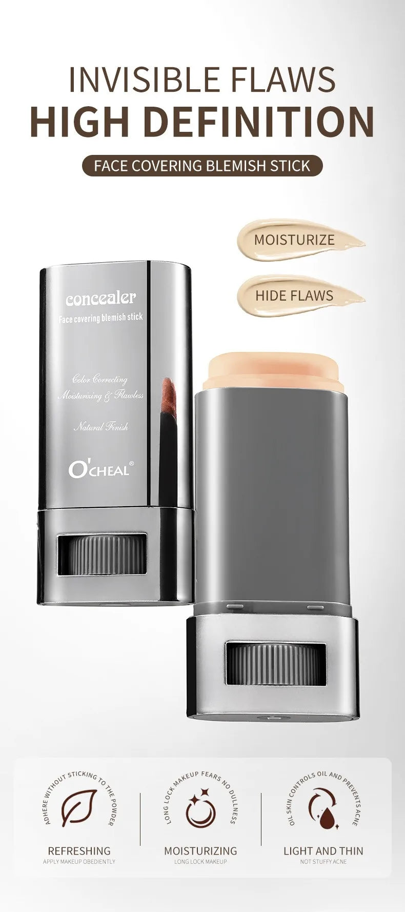 Matte Foundation Cream Stick Waterproof Lasting Oil-control Cover Acne Base Smooth Makeup Moisturize Brighten Concealer Lip Base