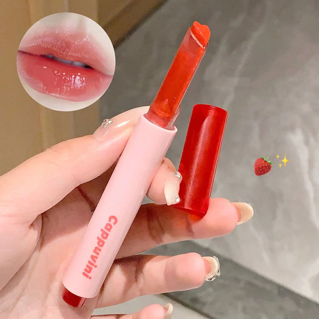 Rose Shimmer Heart Lipstick Pen Hydrating Jelly Solid Lip Gloss Tinted Mirror Water Gloss Pink Pomelo Color Lip Balm Cosmetics