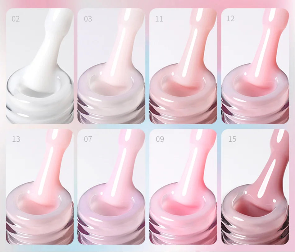 BORN PRETTY 15ml Milky Pink Rubber Base Gel Nail Polish Glitter Semi-Permanent Varnish Soak Off Self Leveling UV LED Polish