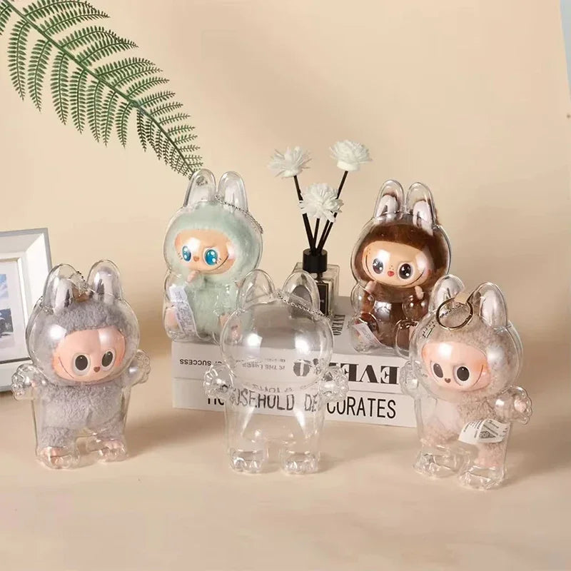 The Monsters Labubu Transparent Protective Case V1 and V2 Macaron Display Storage Organizer Box Labubus Accessories Gifts