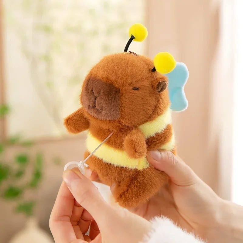 Cute Cartoon Capybara Pendant Capybara Drawing Jitterbug Wings Bee Water Dolphin Keychain  Plush Bee  Doll Bag Hanging Ornaments