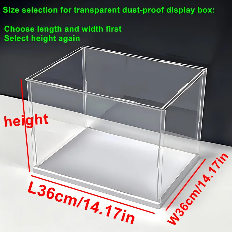 Clear Self-Assembly Acrylic Display Case Acrylic display box Transparent Dust Proof Protection Showcase with White base