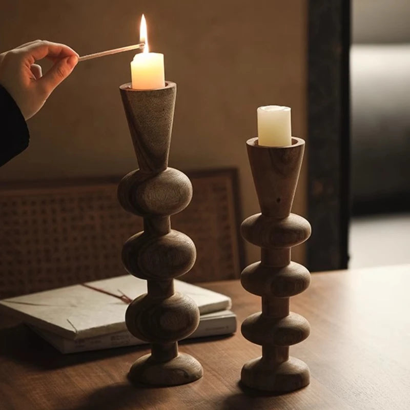 Retro Wooden Candle Holder Elegant Wedding Centerpieces Decoration Table Accessories Candlestick Holder Modern Home Decoration