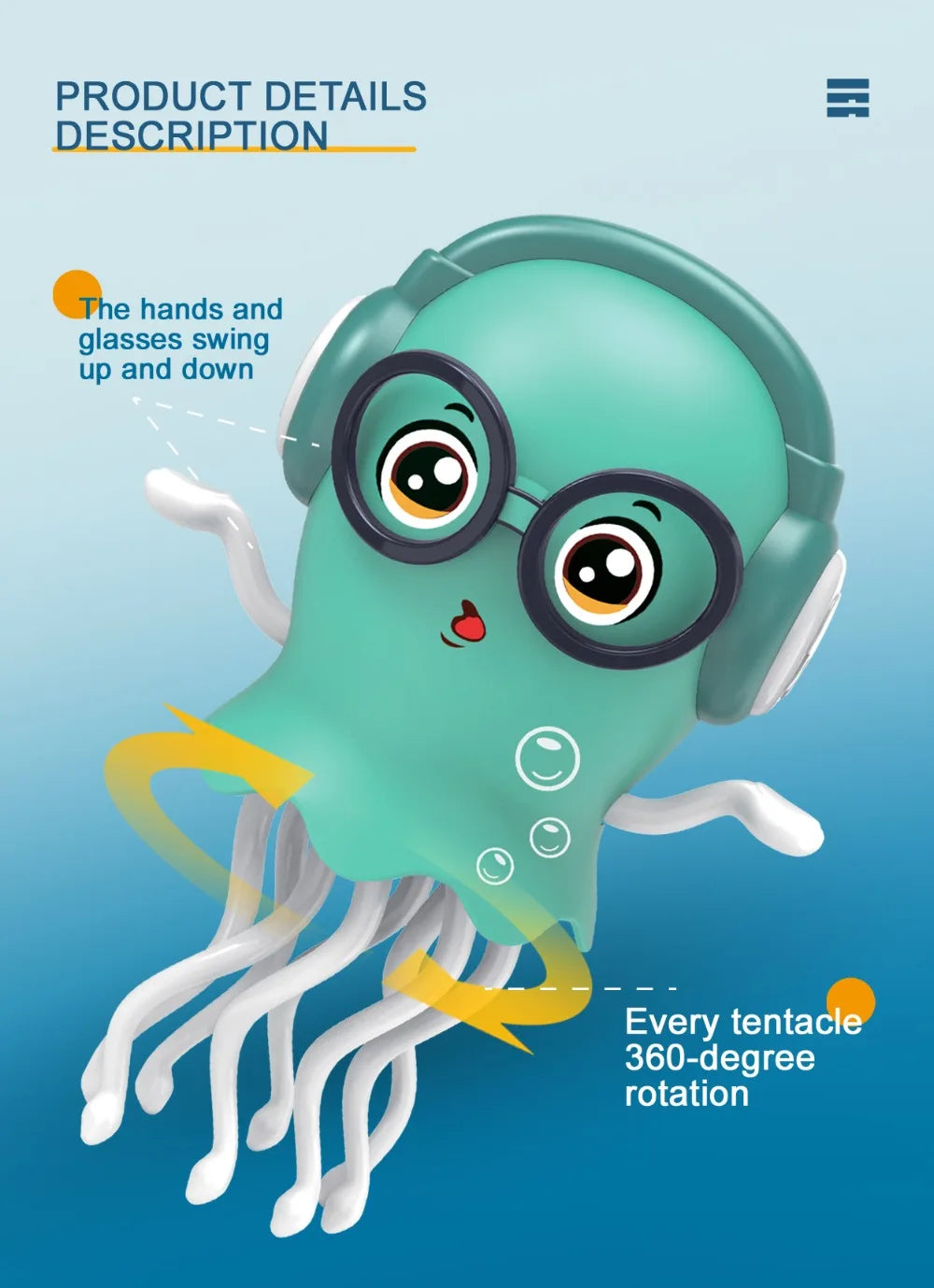 Electric Dancing Octopus Jellyfish Toy Eight-Arm Automatic Obstacle Avoidance Toy for Children's Intelligence Development