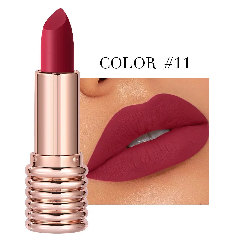 Threaded Long-lasting Matte Lipstick With Smudge-Proof Formula Velvet Lips Sauce Color Liner Pencil For Women's Makeup Cosmetic