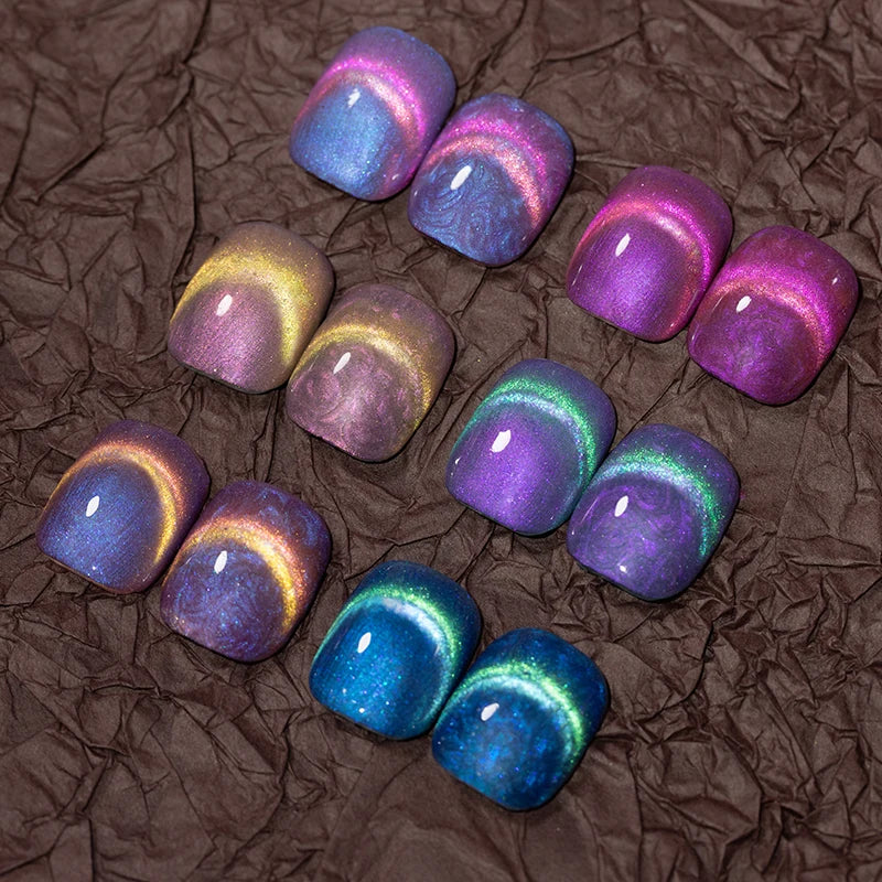 PUENTE 6pcs/set Aurora Shell Thread Cat Magnetic Gel Nail Polish 9D Aurora Glitter Pearl Cat Eye Soak Off UV Nail Art Varnish