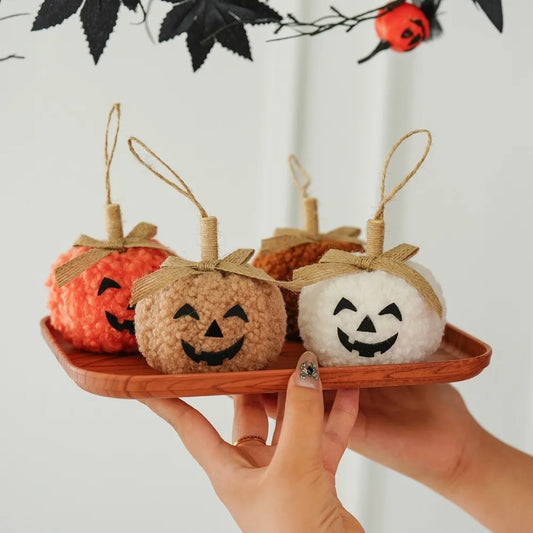 Funny Halloween Hanging Pendant Cute Soft Pumpkin Face Doll Ornament Flocking Fabric Pumpkin Halloween Decoration