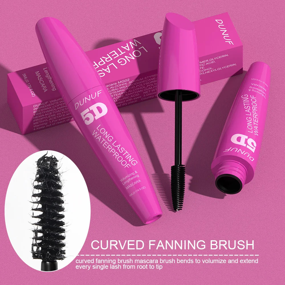5D Waterproof Mascara Cream Thick Slender 24h Volumizing Lash Makeup Eyelash Curling Lengthening Lasting Eyelash Cream