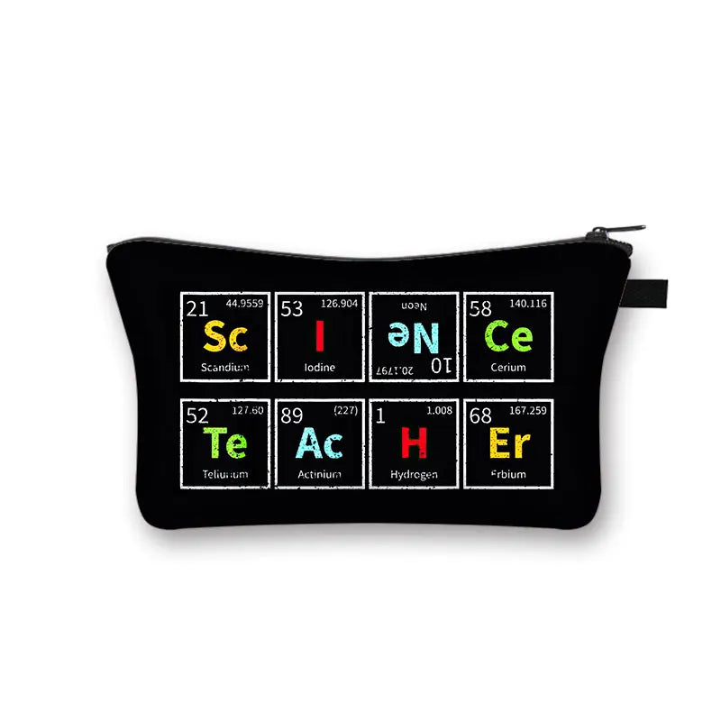 Periodic Table of Elements Print Cosmetic Case Science Chemistry Makeup Storage Pouch Beauty Bag Napkin Bag Lipstick Bag Gift