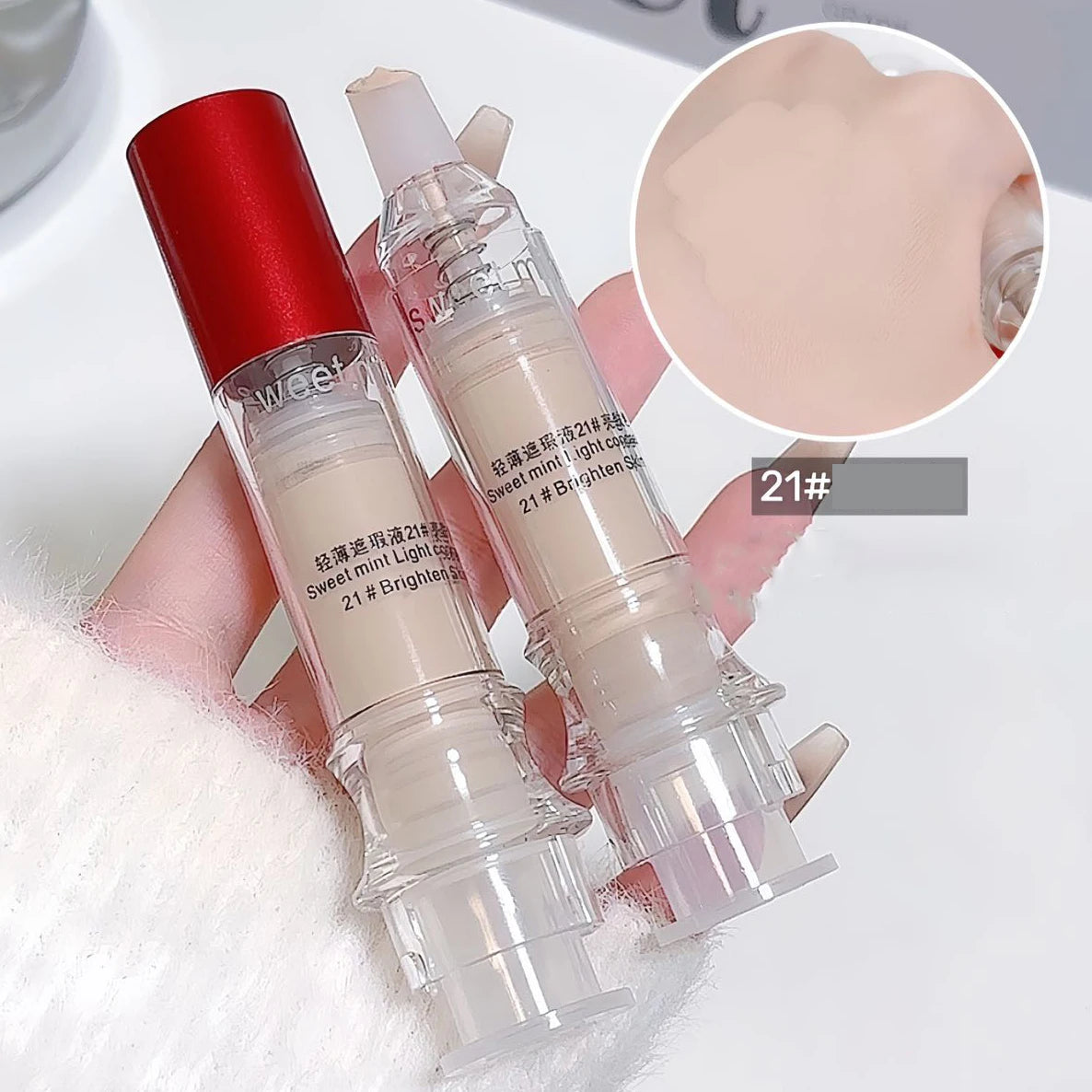 Porcelain White Light Concealer Pen Full Coverage Cover Dark Circles Acne Pores Press Concealer Matte Foundation Cream Cosmetic