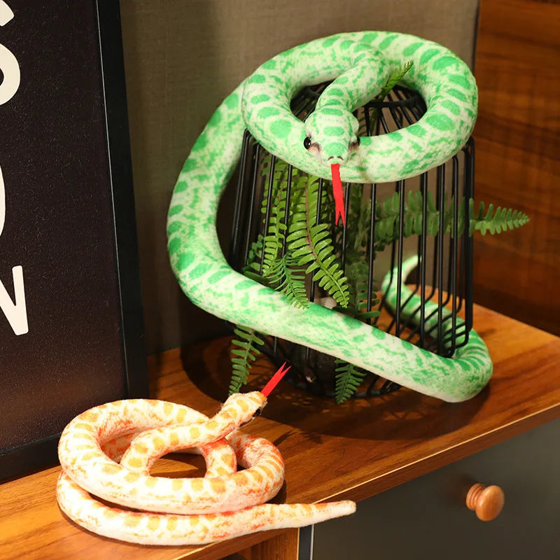 Artificial Python Plush Toy Long Snake Yellow Orange Green Python Plush Toy Decorate The House Holiday Decorations