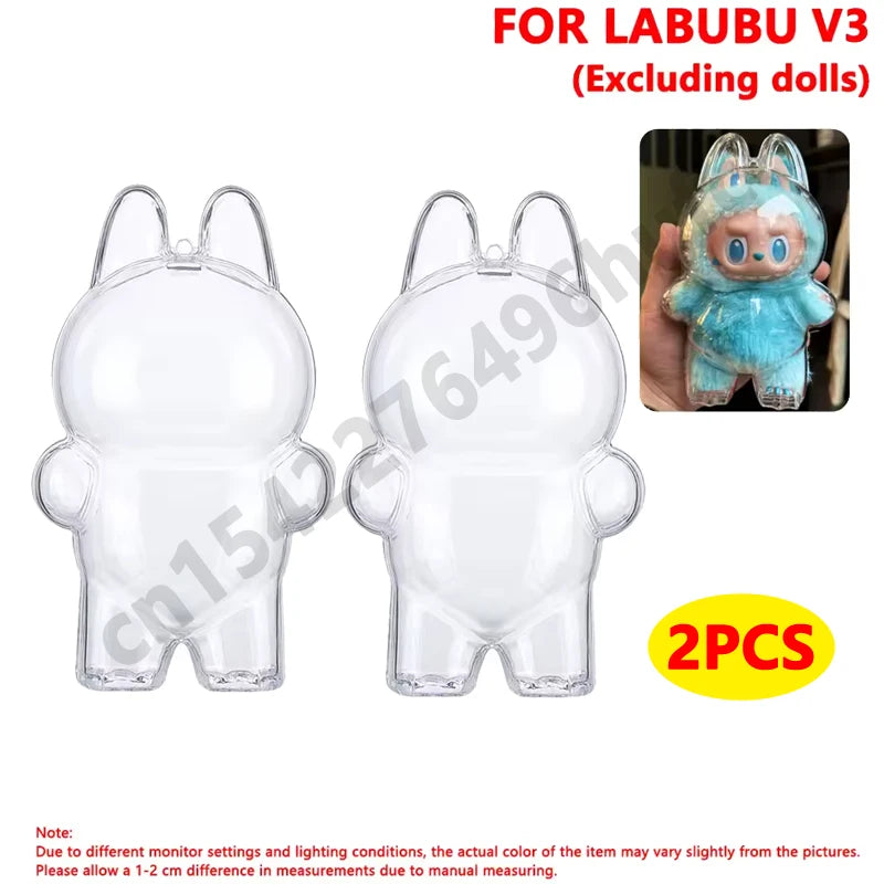 For Labubu Transparent Protective Cover For Labubu V1/V2/V3 Portable Storage Case Dust Display Bag Organizer Doll Accessories