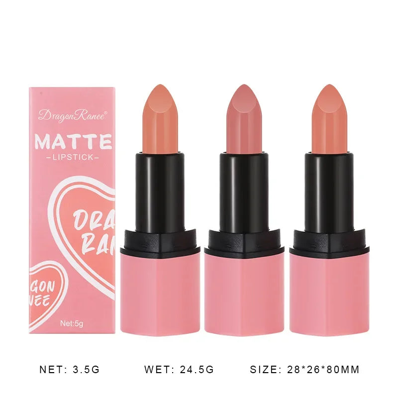 Cute Love Heart Lipstick Velvet Matte Nude Lipstick Pink Red Waterproof Lasting Lipsticks Stain Lip Balm Set Lip Tint Makeup