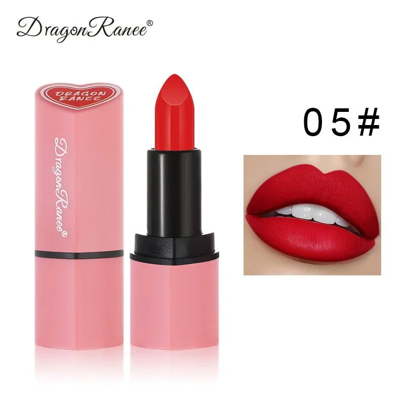 Cute Love Heart Lipstick Velvet Matte Nude Lipstick Pink Red Waterproof Lasting Lipsticks Stain Lip Balm Set Lip Tint Makeup