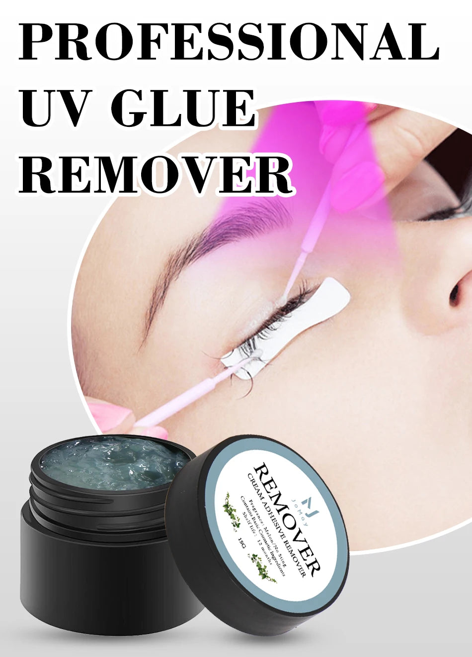 15g UV Eyelash Glue Lash Extensions Remover Cream Professional Makeup Tools Lash UV Glue Remover Cream for Eyelash Extension UV