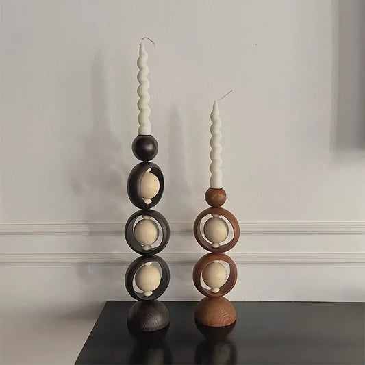 Solid Wood Vintage Candle Holders