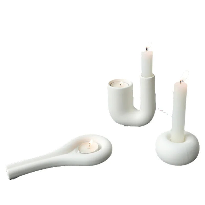 Nordic Ceramic Candlestick Holder White Candle Holders Candle Holder Wedding Table Living Room Home Ornament Decoration