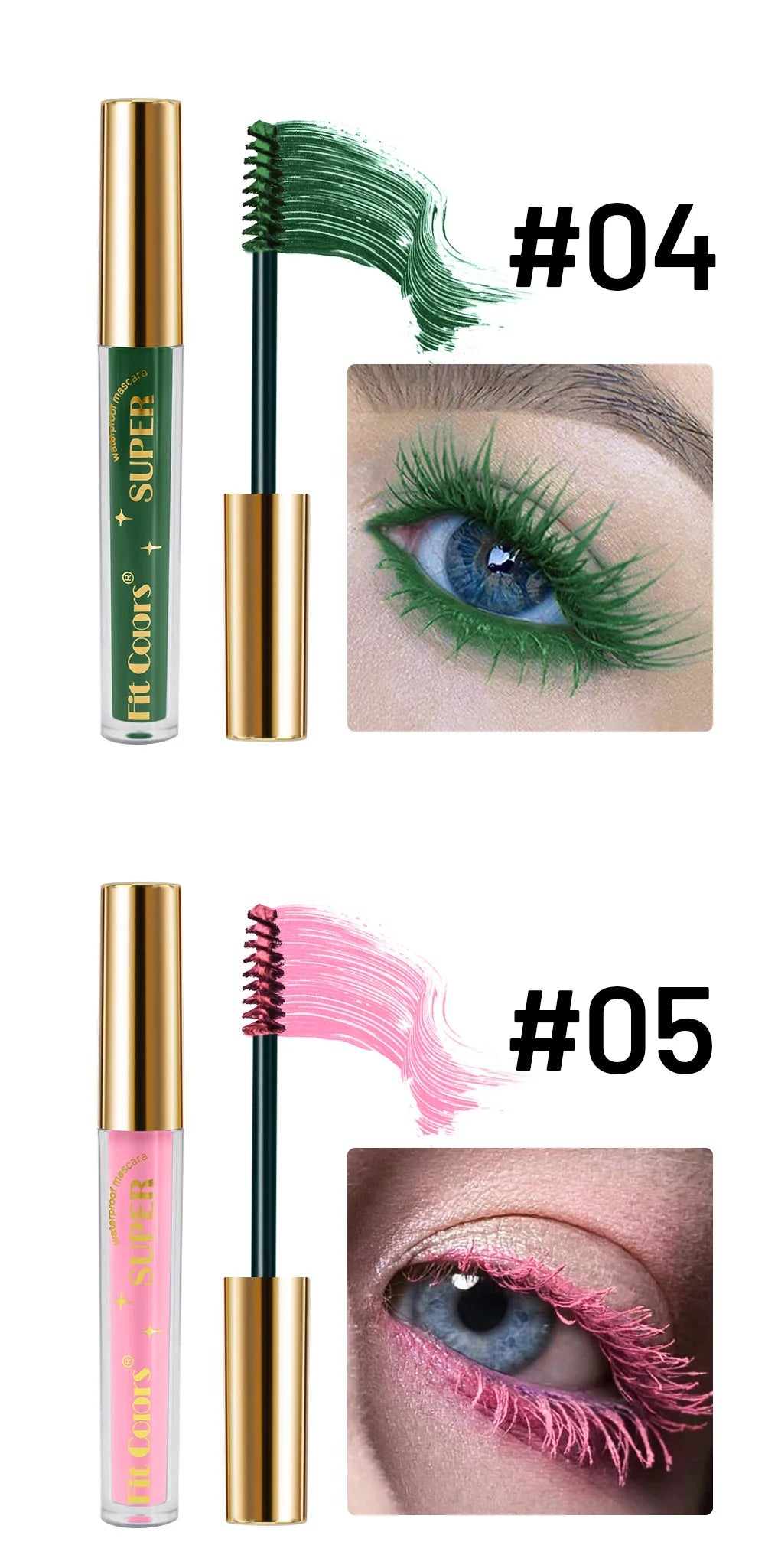6 Color/Set Colored Mascara Cream Blue Green Lasting Waterproof Mascara Curling Eyelashes Thick Curl 3D Non-smudding Mascara