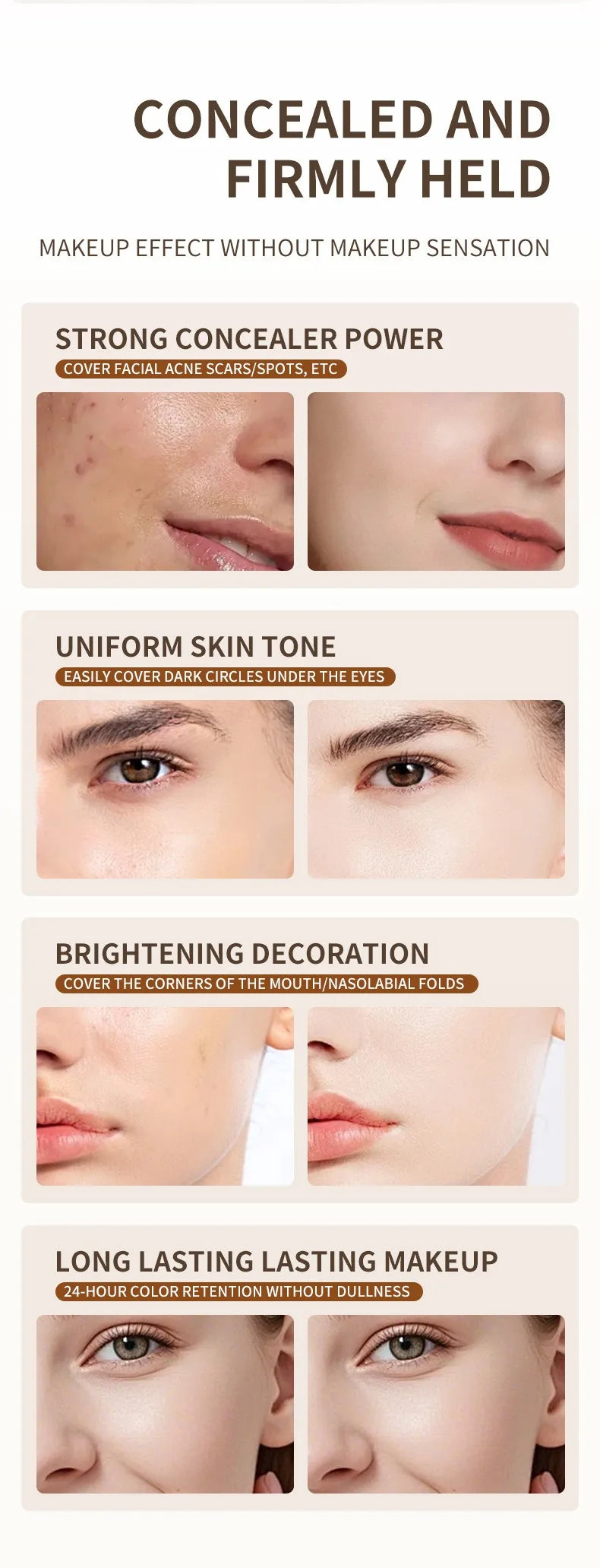 Matte Foundation Cream Stick Waterproof Lasting Oil-control Cover Acne Base Smooth Makeup Moisturize Brighten Concealer Lip Base