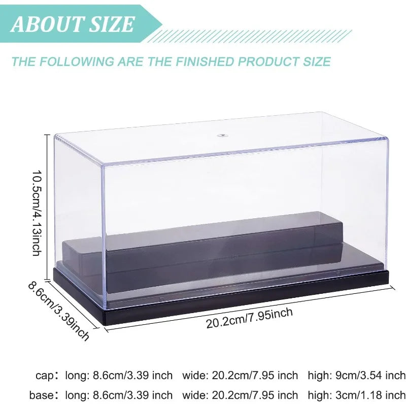 1pc Clear Acrylic Display Case Box Dupstproof Protection Showcase with Black Base Countertop Box Cube Organizer Stand Riser