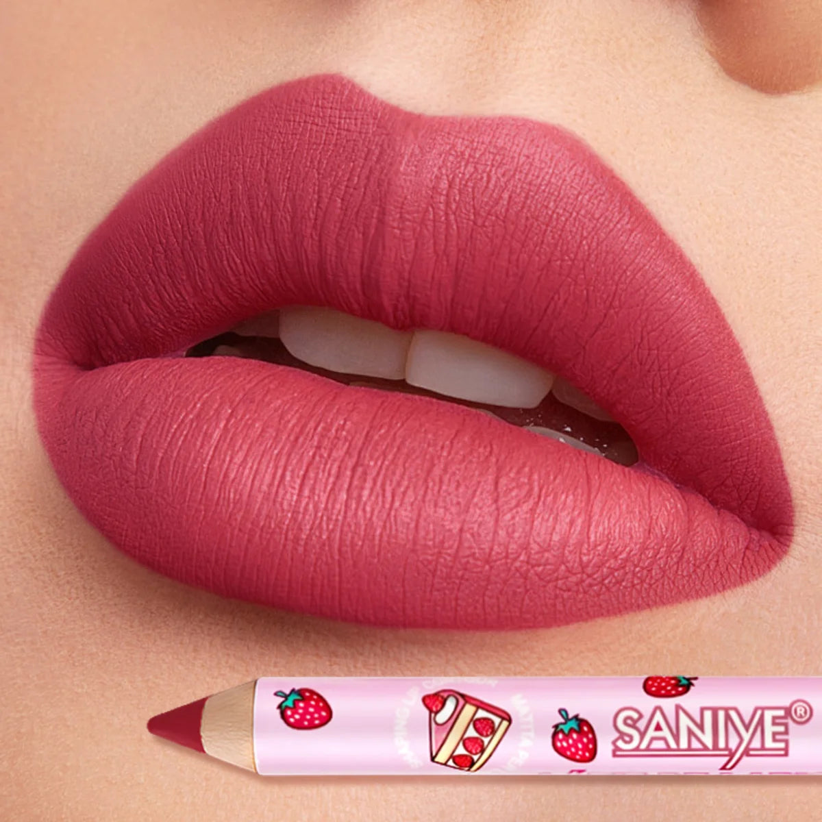 1pc Matte Lipstick & Liner Pen, Waterproof, Long-Lasting, Non-Stick, Berry Shades for All Skin Types, Makeup Pencils for Women