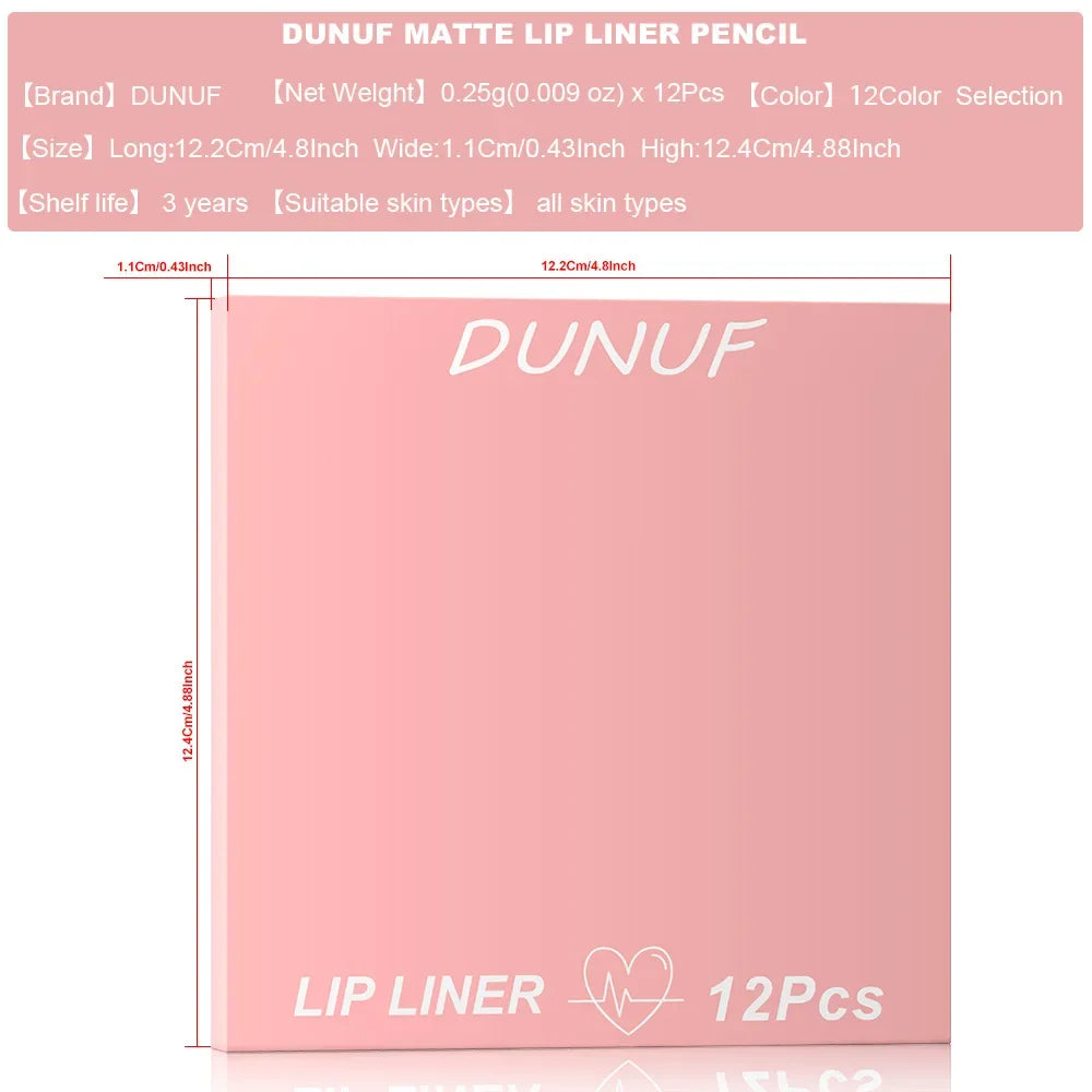 12 Colors Lip Liner Lip Pencil Set Matte Lipstick Waterproof 24 Hours Long Lasting Korean Lip Tint Makeup For Women Cosmetics