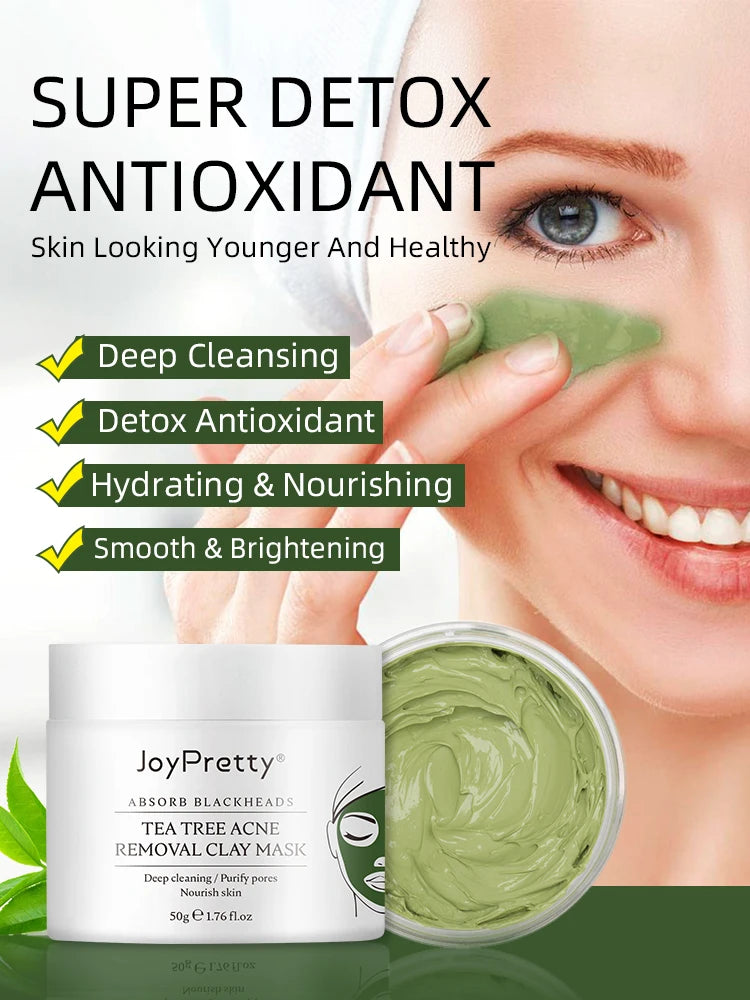 Tea Tree Face Masks Oil Control Shrink Enlarged Pores Blackhead Remover Nourishing Facial Cleansing Clay Mask Skin Care Beauty
