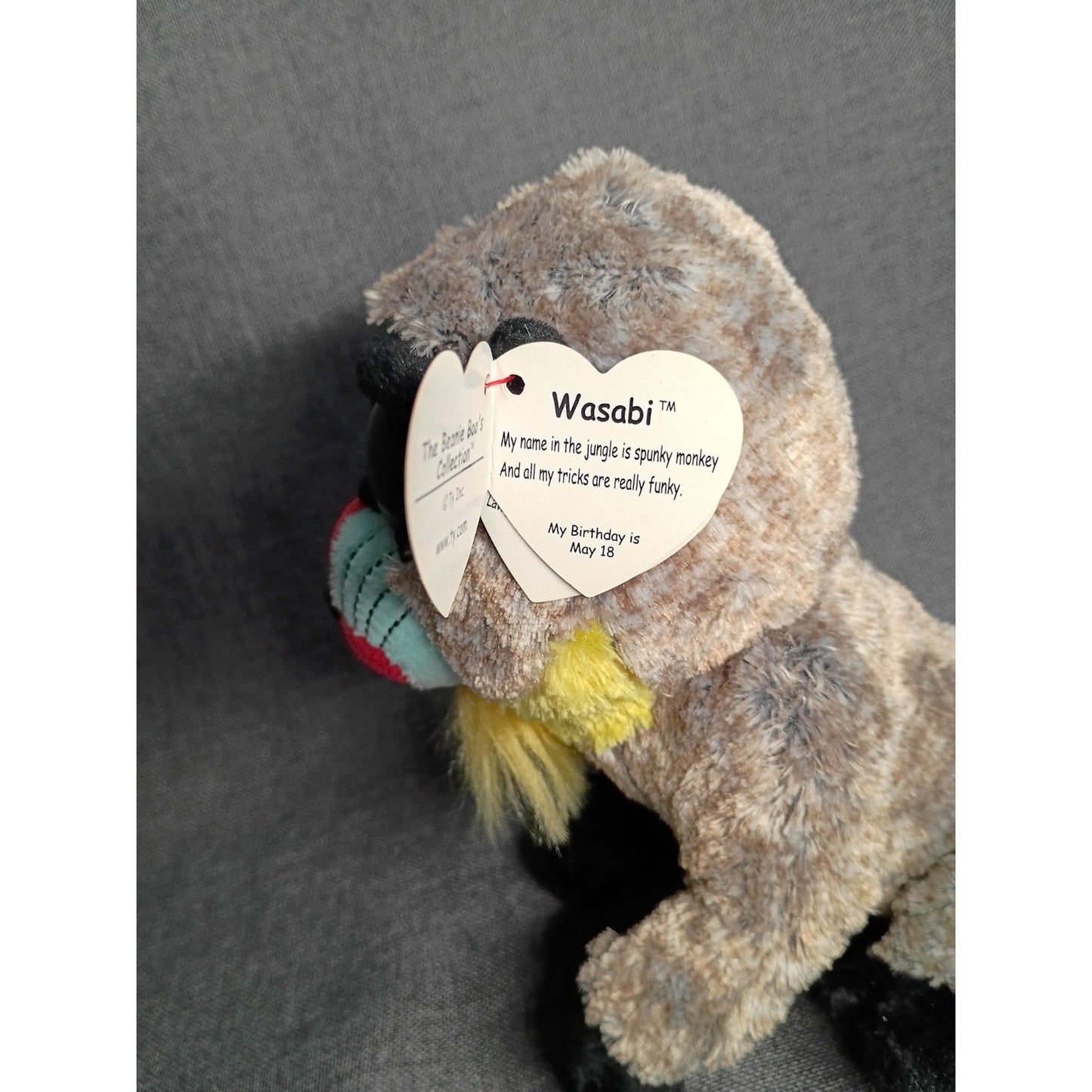TY Beanie Boos 6" WASABI Baboon Plush Stuffed Animal Toy Heart Tags