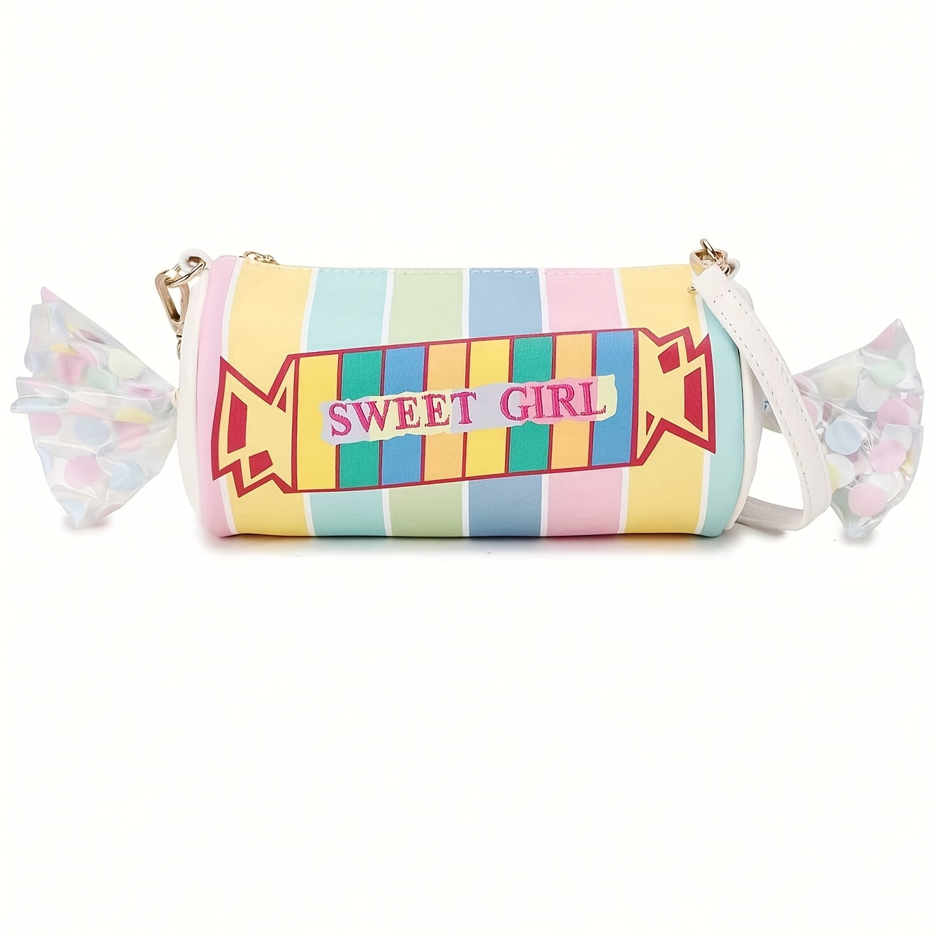 Women'S Cute Candy Bag with Adjustable Strap - Synthetic Faux Leather Purse, Zipper Closure, for Everyday, Parties, Gifts - Sweet Polka Dot Ladies Shoulder Bag, Candy Bar Supplies, Party Accessory, Playful Design, Durable Mat