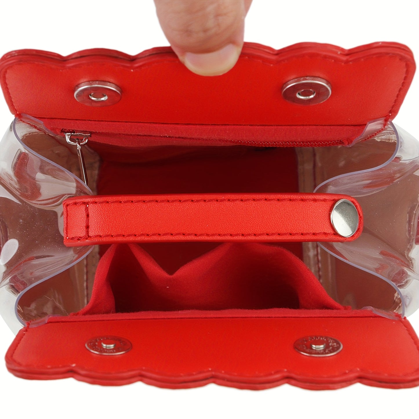 Women's Popcorn Bucket-Shaped Crossbody Bag with Adjustable Strap - Red & White Striped Synthetic Leather Purse, Beaded Popcorn Decor & Golden-Tone Hardware, Sweet Style Casual Handbag for Movie Nights, Themed Parties & Every