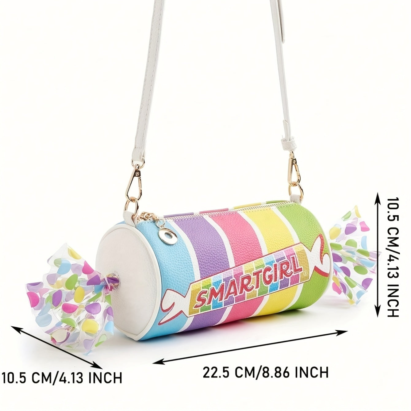 Women'S Cute Candy Bag with Adjustable Strap - Synthetic Faux Leather Purse, Zipper Closure, for Everyday, Parties, Gifts - Sweet Polka Dot Ladies Shoulder Bag, Candy Bar Supplies, Party Accessory, Playful Design, Durable Mat