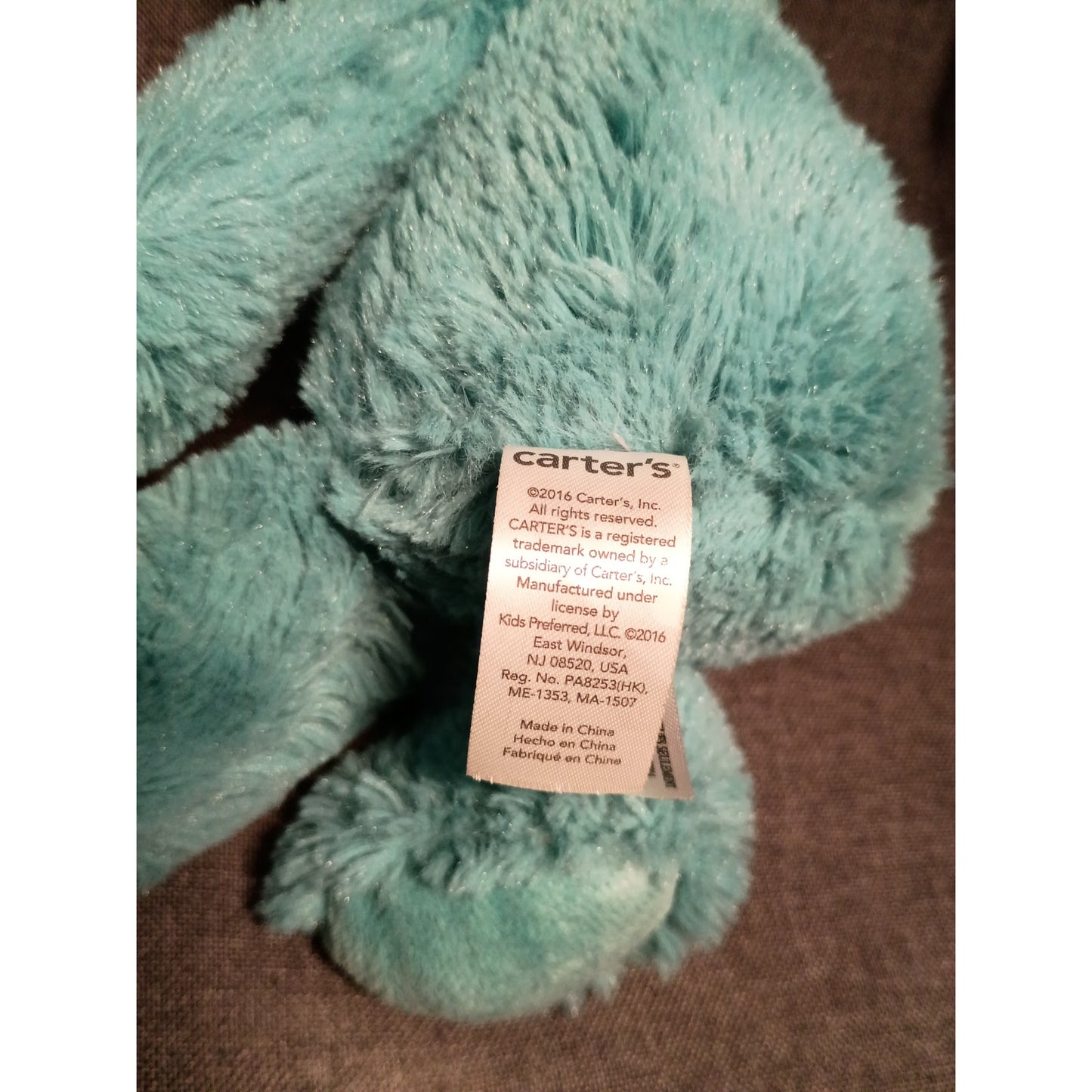 Carter's Plush Blue Monster Three Eyes Stuffed 9" Toy